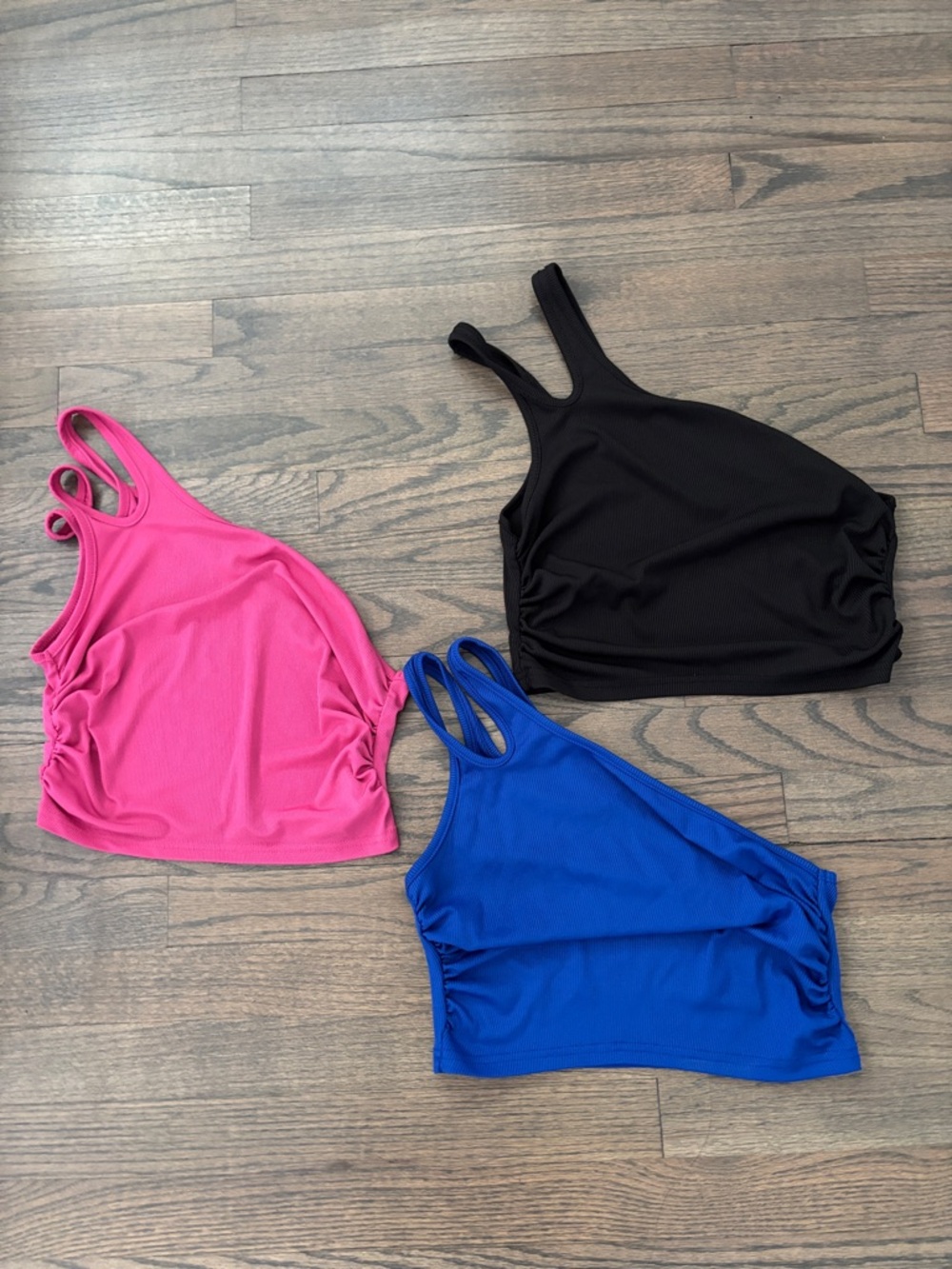 Vibrant Trio of Tank Tops - Black, Pink, Blue